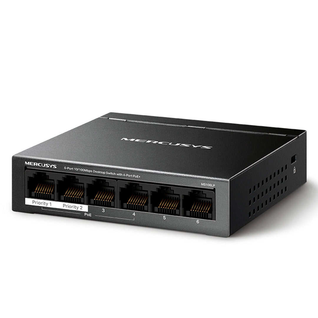 MERCUSYS MS106LP Switch 6 Puertos RJ45 100Mbps 4P PoE+