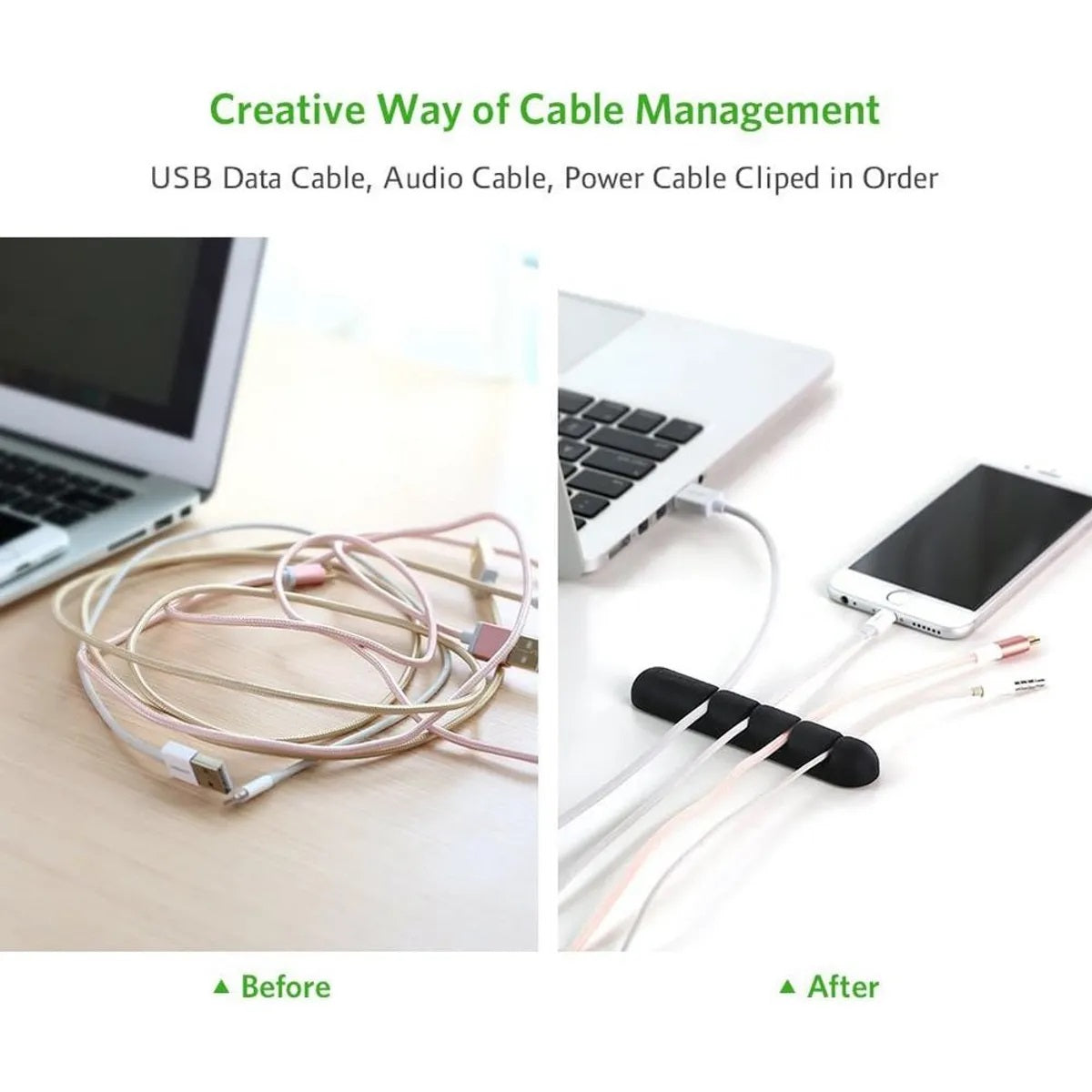 UGREEN LP114 30762 Organizador de Cables 4 Ranuras 2-Pack