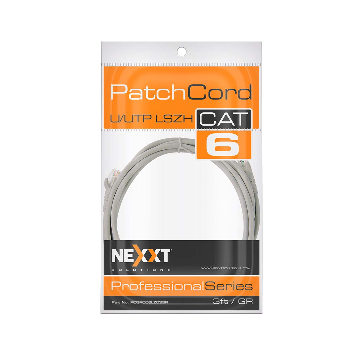 NEXXT SOLUTIONS PCGPCC6LZ03GR Patch Cord Cat6A UTP 1m/3ft LSZH Gris