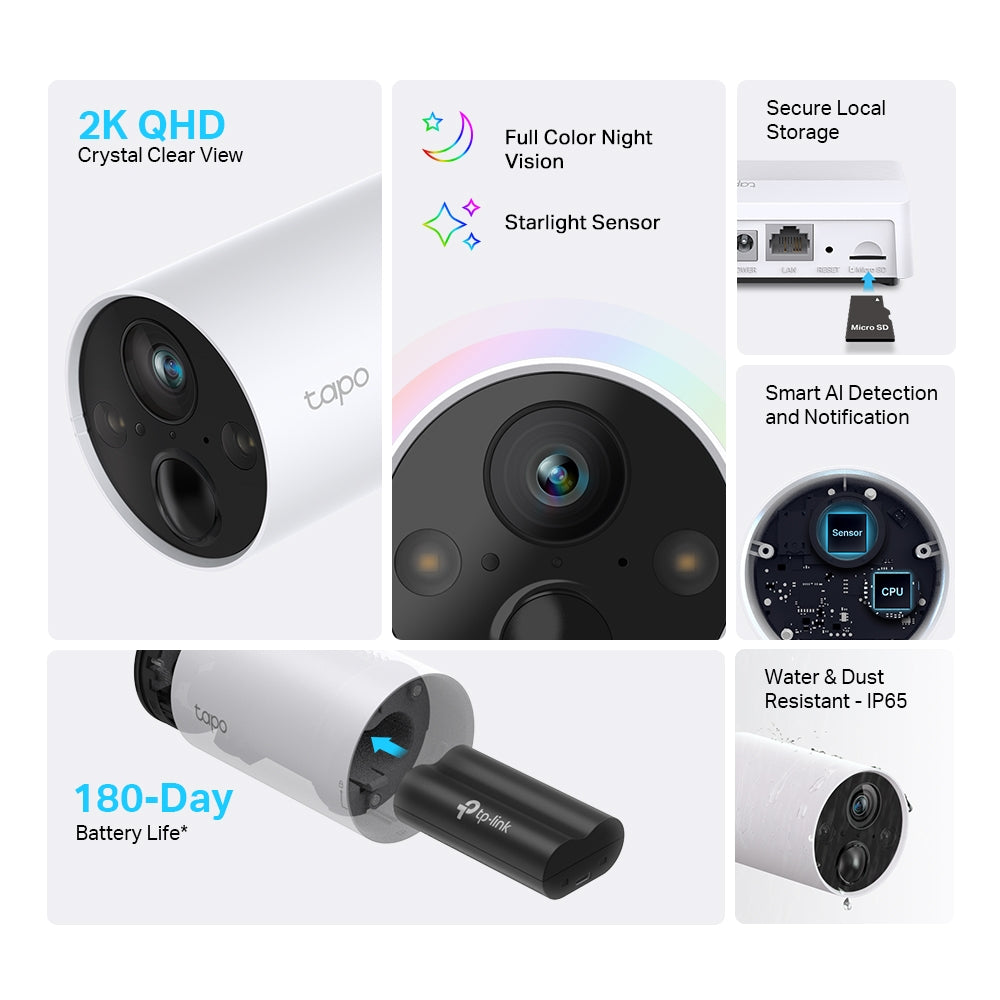 TP-LINK TAPO C420S2 Kit 2 Cámaras WIFI 4MP H200 Batería